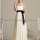 Strapless Maternity Evening Dress Prom Dress Long Ivory Black Sash Bridesmaid Dress