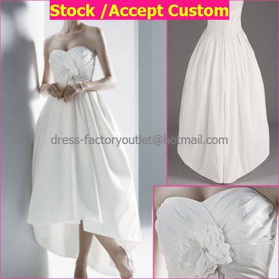 Wholesale A-line Short White Evening Dress Bridesmaid Dress Strapless Tea Length Wedding Dress