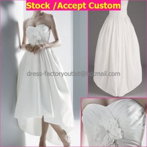 Wholesale A-line Short White Evening Dress Bridesmaid Dress Strapless Tea Length Wedding Dress