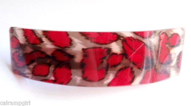 Red Animal Print Transparent Hair clip Barrette