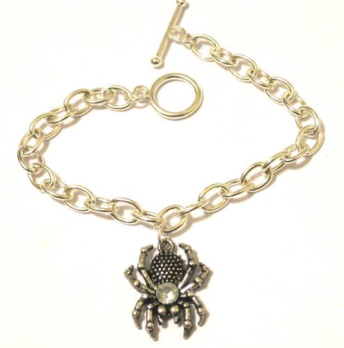 Spider Charm Bracelet Haloween Sterling Silver Finish