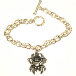 Spider Charm Bracelet Haloween Sterling Silver Finish