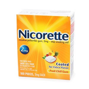 Nicorette Nicotine Gum 2mg, Fruit Chill 100 ea--stop smoking aid