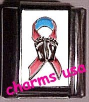 Prolife Awareness Ribbon Custom Italian Charm 9mm