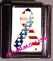 USA Support Ribbon, Custom Italian Charm 9mm