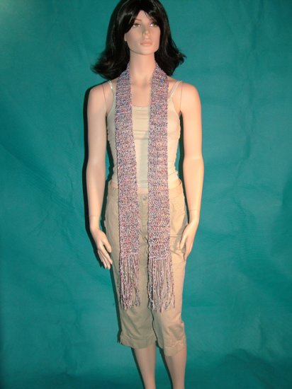 KNC Hand Knit Skinny Scarf and Flower Pin Pink Mix Beauty