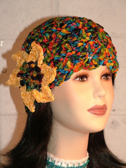 KNC Hand Crochet Ribbon 'n Rose Cloche City Lights