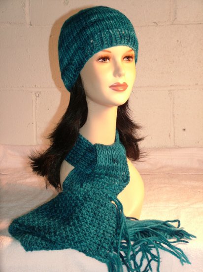 KNC Hand Knit Seaman's Wool Set Teal Blue Shades