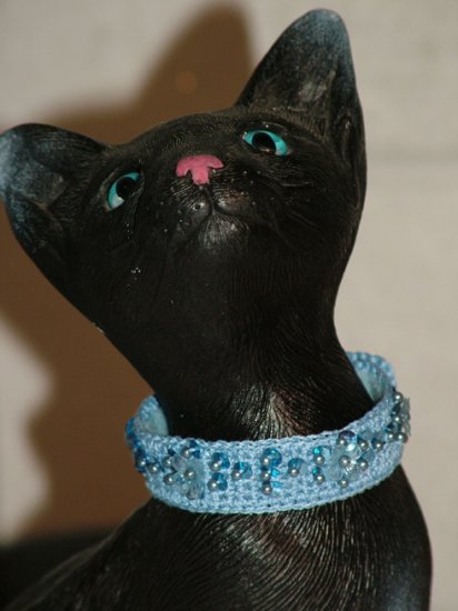 KNC KittyWear Crochet Cat Collar BlueBell