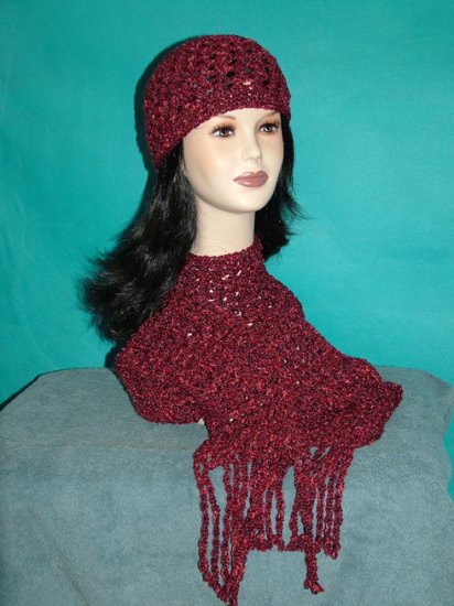 KNC Hand Crochet Cotton Mix Hat-Scarf Set Grand Canyon