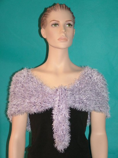 KNC Hand Knit Evening Fur Capelet Lilac Mix