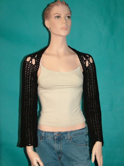 KNC Hand Crochet Caney Shrug Black Sz Small