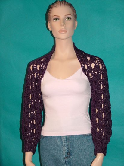 KNC Hand Crochet Shelly Shrug - Dark Plum