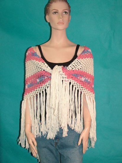 KNC Hand Crochet Traditional Cotton Shawl Rose Pink+