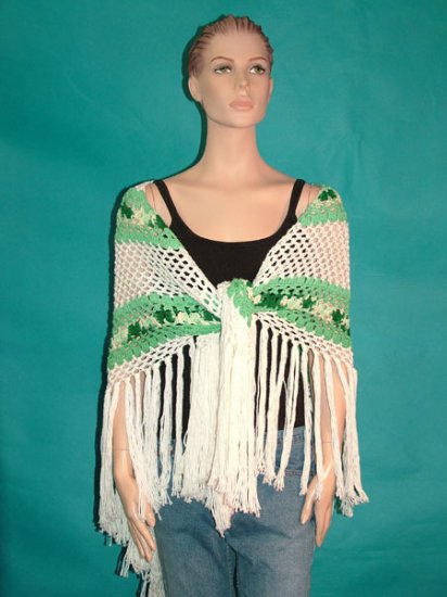 KNC Hand Crochet Traditional Cotton Shawl Mint Mix
