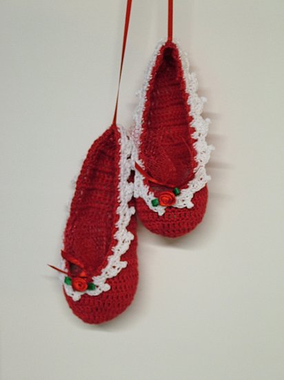 KNC Hand Crochet Ballet Slipper Sachet - The Red Shoes