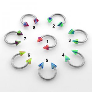 Color Style 7 - Circular Barbell Eyebrow Ring 16g/ 1.2mm with 3mm Acrylic Wave Cone