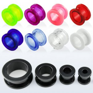 0g / 8mm - Pair of Light Blue Screw Acrylic Flesh Tunnel Plugs