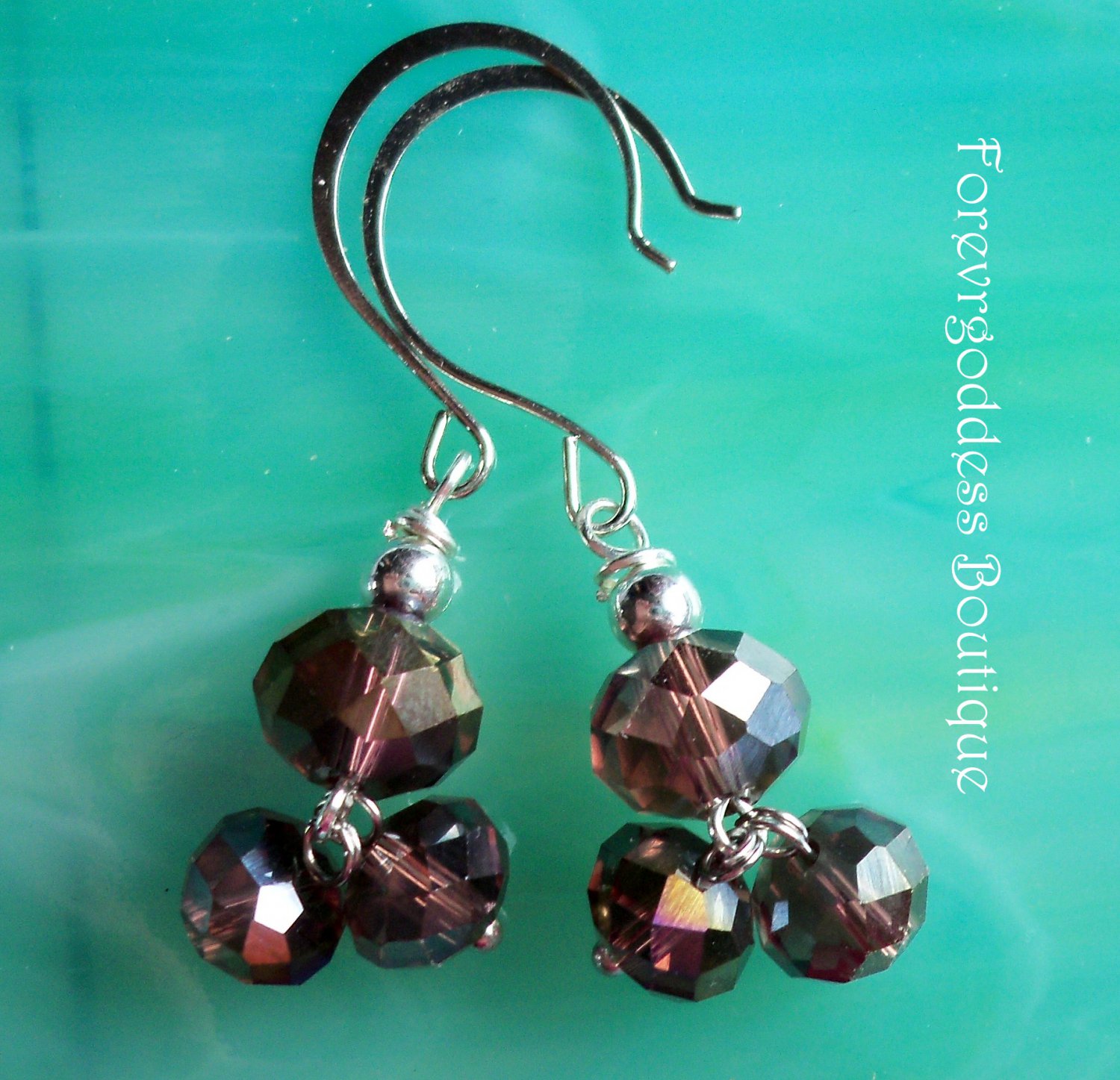 purple double drops earrings