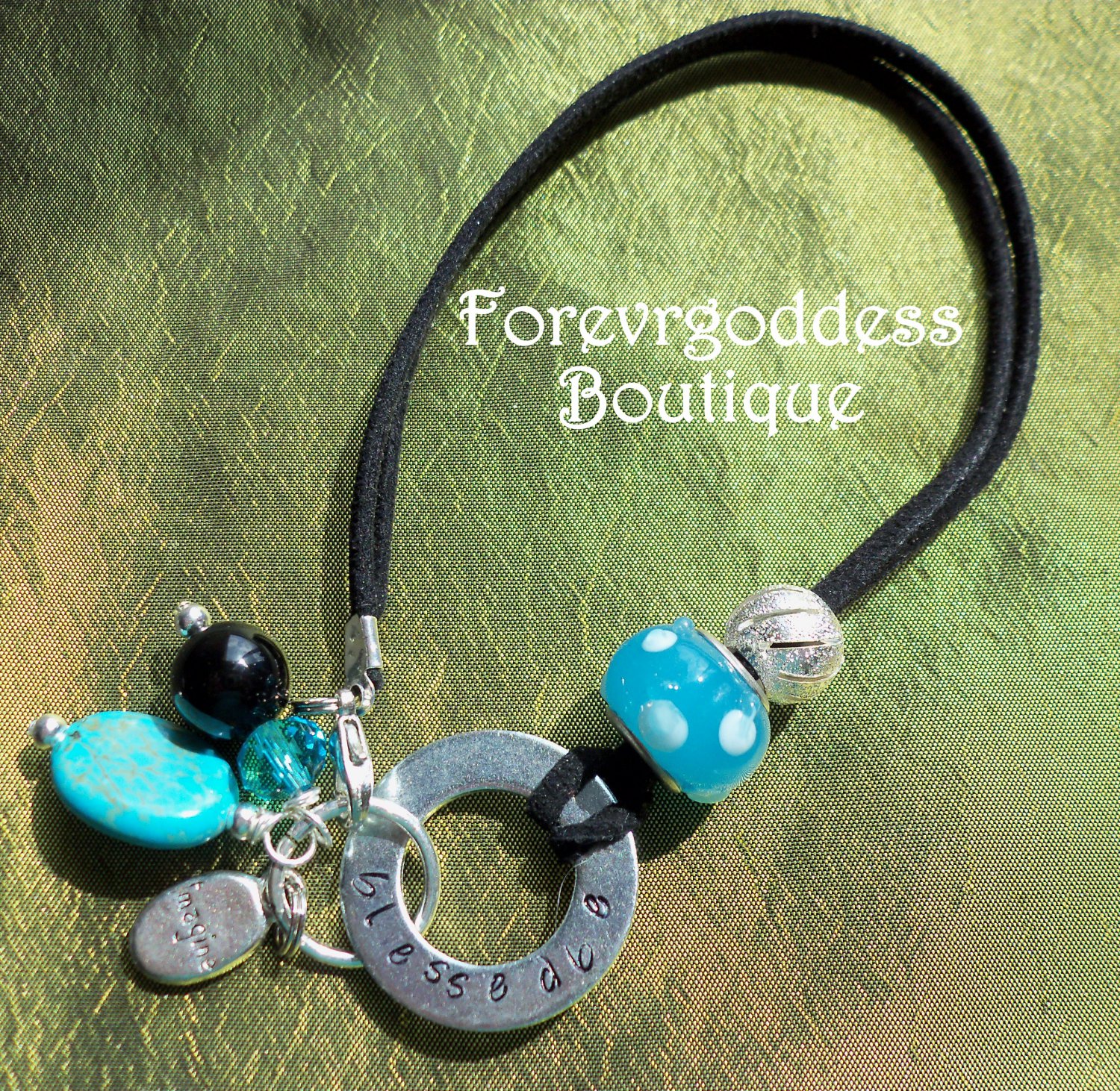 Blessed Be/Turquoise Leather Bracelet