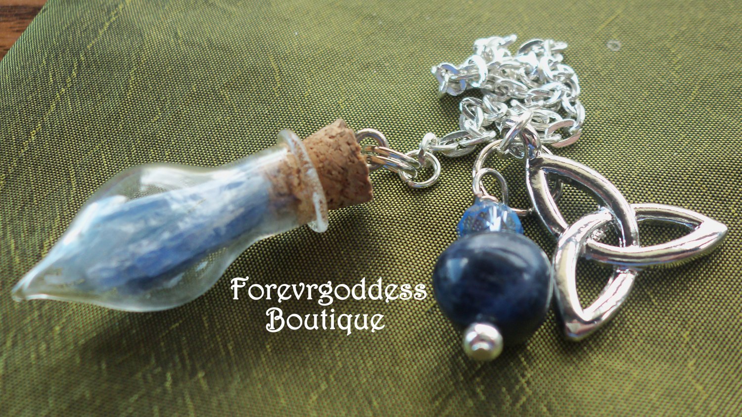 Blue Kyanite Glass Pendulum