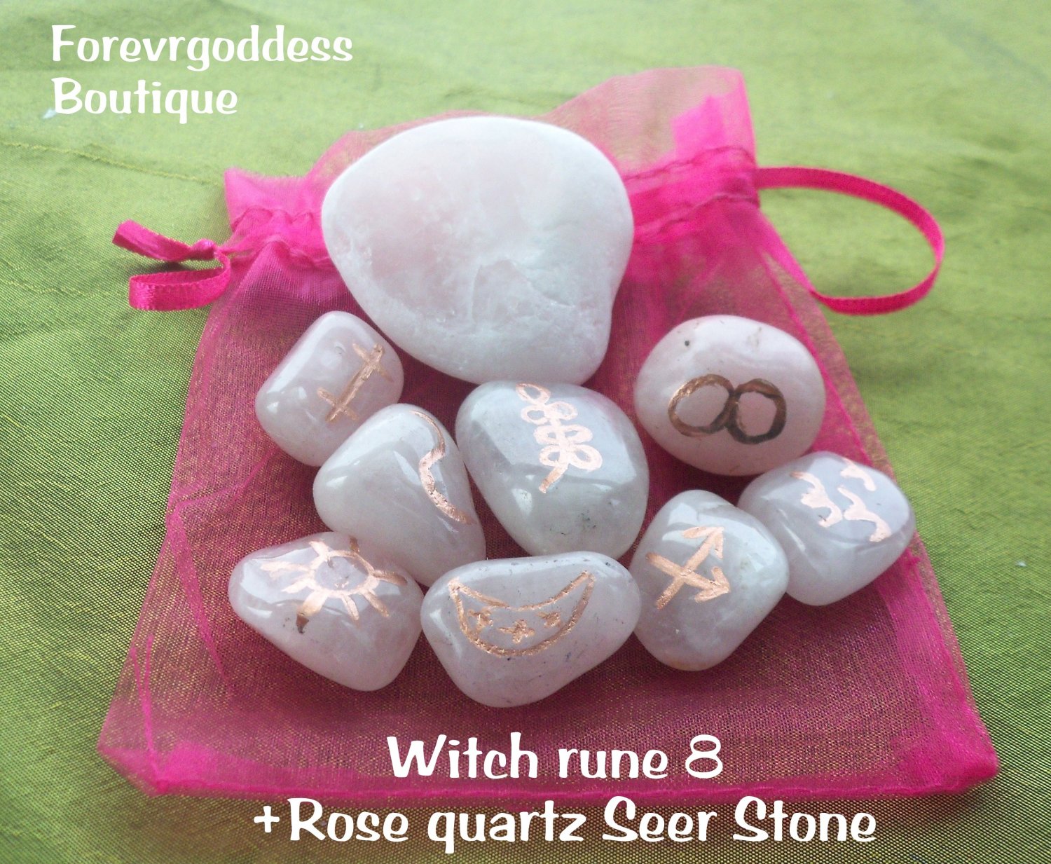 Witches runes 8- Rose quartz /rose quartz Seer Stone