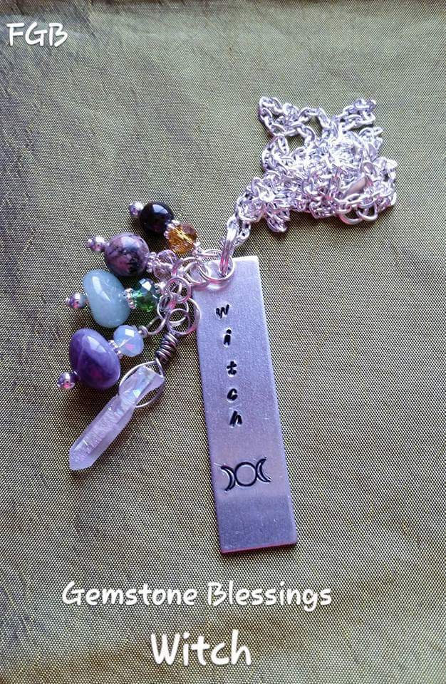 Witch triple crescent moon handstamped