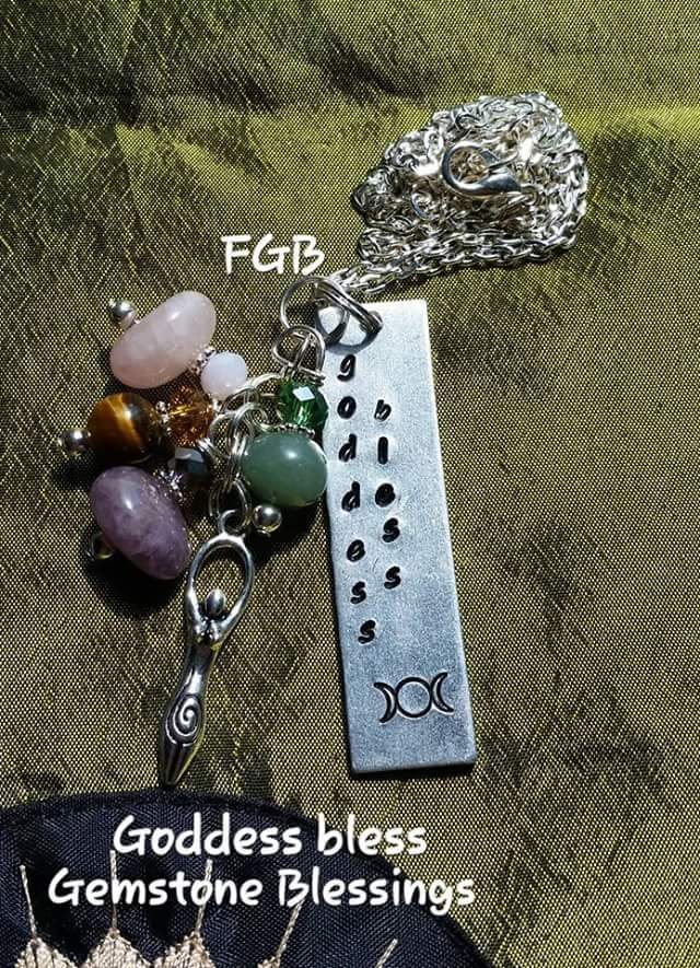 " Goddess Bless" hand stamped necklace #GB02