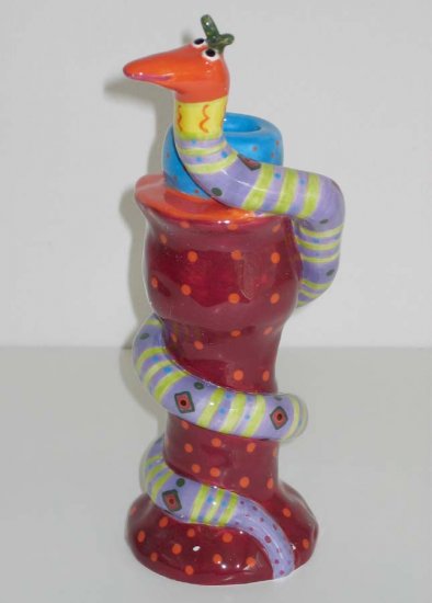 Ceramic Candle Holder by Judie Bomberger