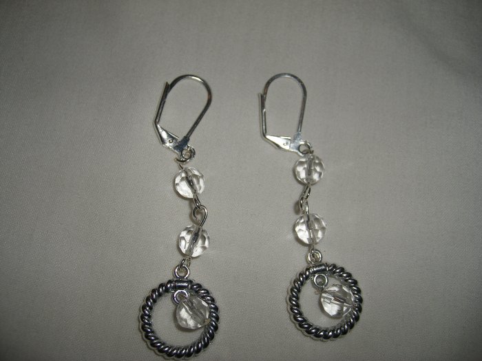 Silver and Crystal Bead Dangling Earrings