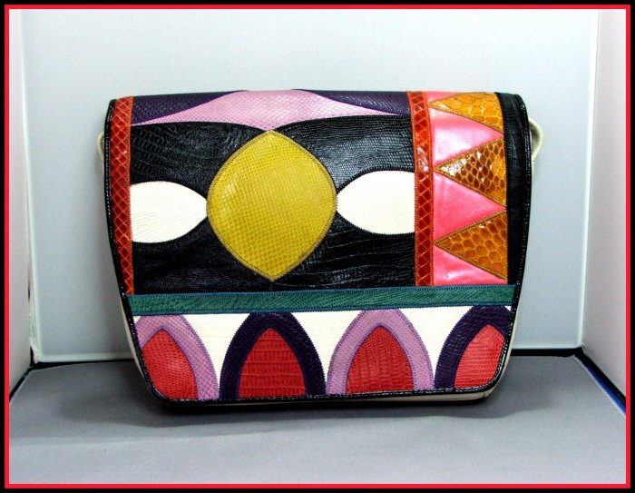 "SOLD" Vintage Sharif Leather Embossed Snakeskin Handbag "SOLD"