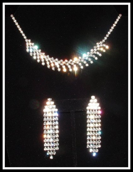 Brilliant Crystal Rhinestone Choker And Waterfall Earring