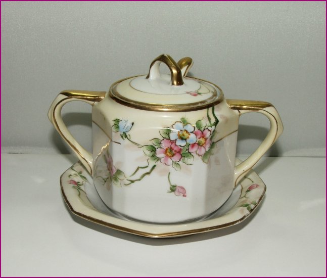 "SOLD" 3 Piece Hand Painted Mustard/Sugar Bowl Set Nippon