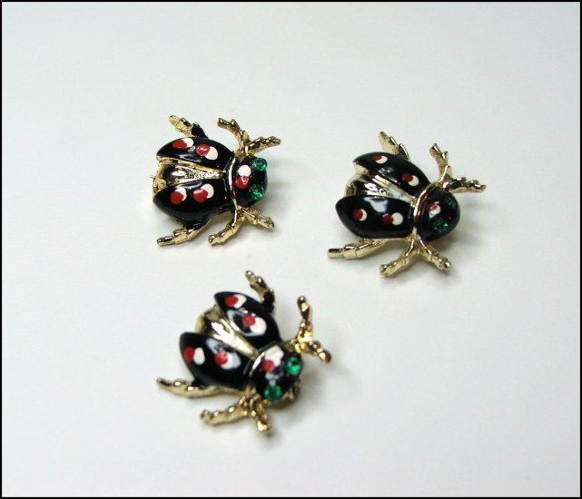 Vintage Rhinestone Ladybug Scatter Pins