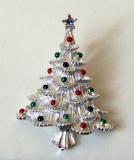 Vintage Christmas Tree Pin Signed Gerry's