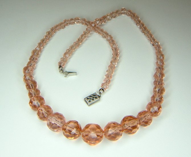 Vintage Pink Crystal Necklace 1920's