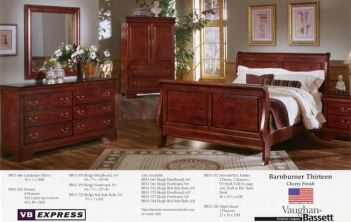 Bassett 7 Piece Cherry Sleigh Bedroom Set