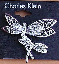 Sparkling DRAGONFLY Pin with Two Dragonflies