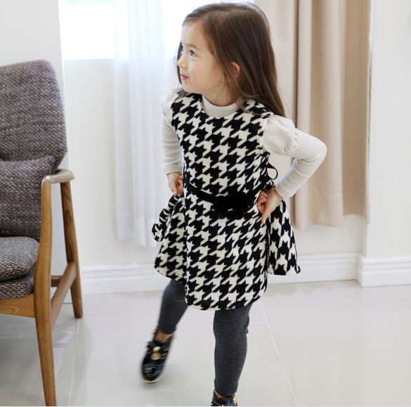 Size 120 Black - Girls' Long Sleeve Dress