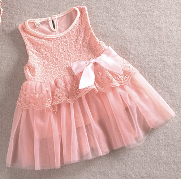 Size 110 Pink - Girls' Lace Tulle Flower Princess Dress