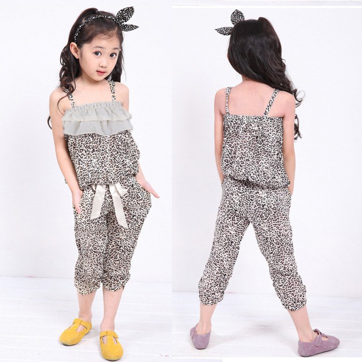 Size 120 - Girl's Strap Top + Shorts Sets for Summer