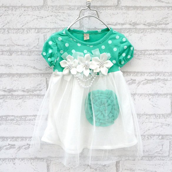 Size 90 Green - Princess Flower Bubble Dress