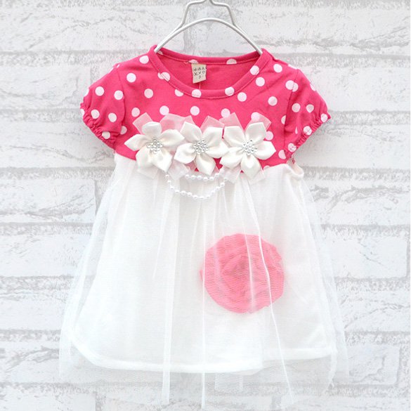 Size 100 Rose Pink - Princess Flower Bubble Dress