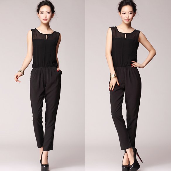 Size Asian M (US S(4) ,UK 6, AU 8) - Women's Chiffon Sexy Club Rompers