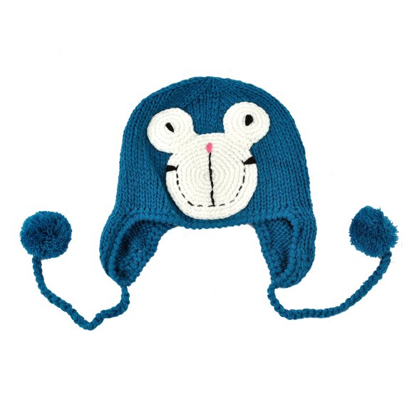 Blue -Toddlers Knitting Earlap Hat