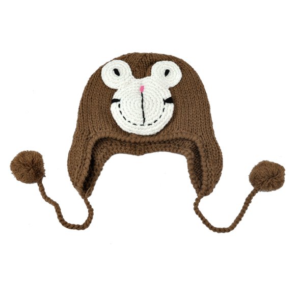 Brown - Toddlers Knitting Earlap Hat