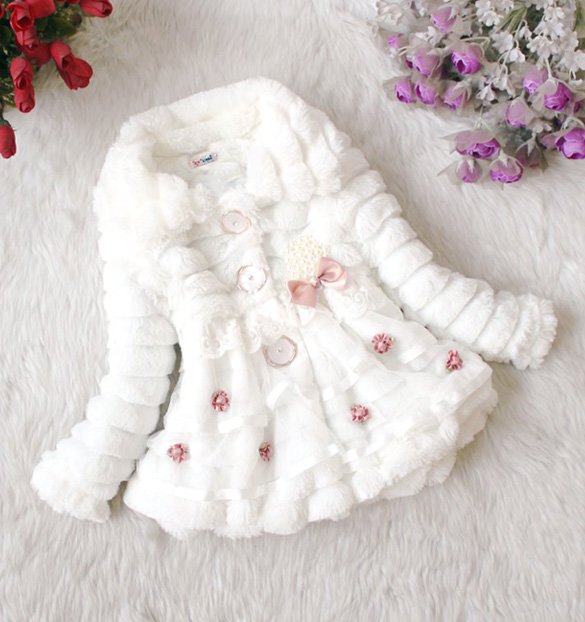 Size 14 White - Girls Junoesque Baby Faux Fur Coat
