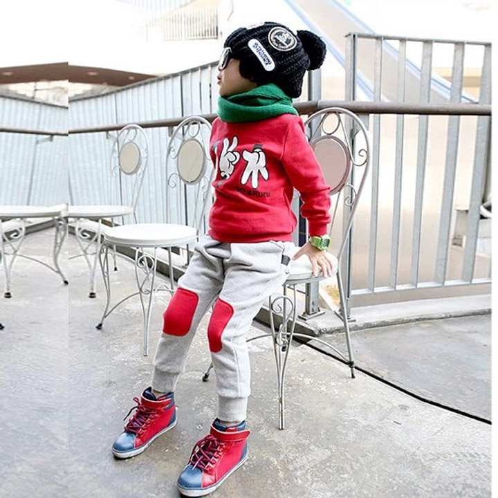 Size 120 Red - 2Pcs Boys Winter Shirt + Pants