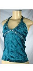 Forever Young - Junior Velveteen Halter Tops with Sequin Accented Bust line