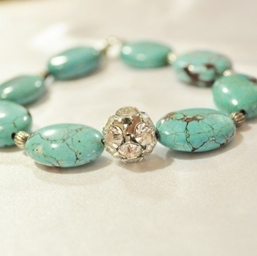 Bracelet turquoise and pave